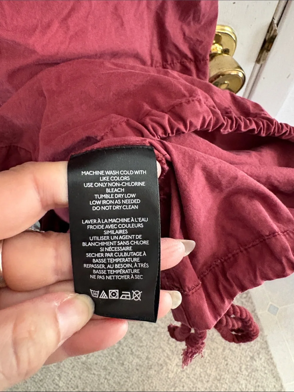 Free People Eloise red maxi front snaps, drawstring bottom Size XL